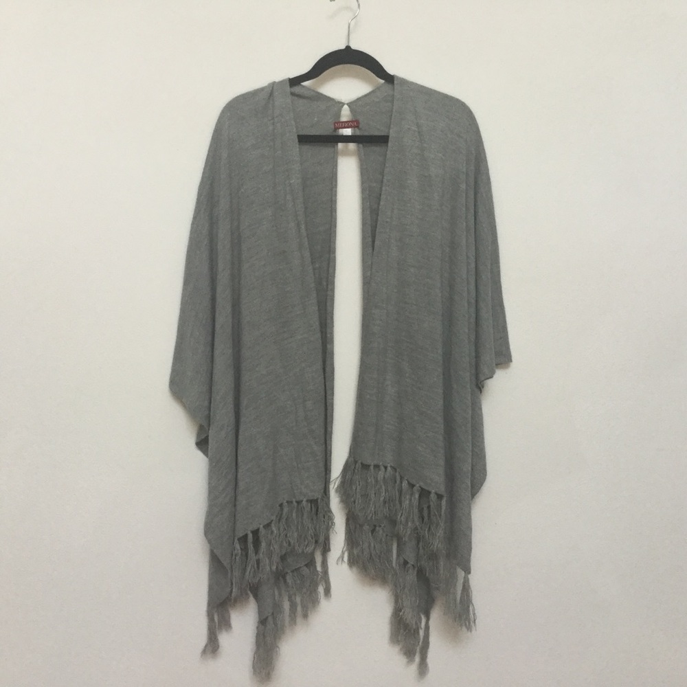Merona Grey Fringe Bottom Shawl